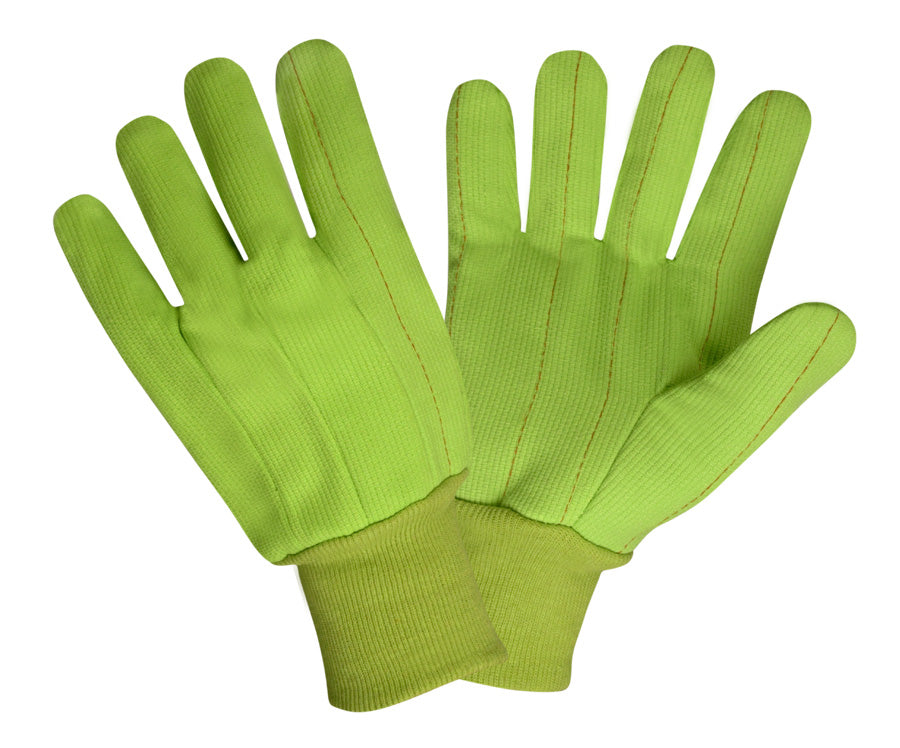 Canvas, Knit Wrist, Corded, Double Palm, Hi-Vis Lime: #2810CD