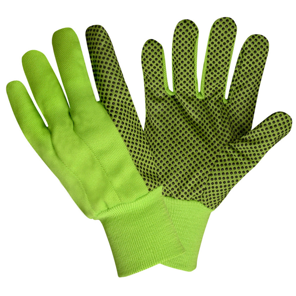 Canvas, Knit Wrist, PVC Dots, Hi-Vis Lime: #2715