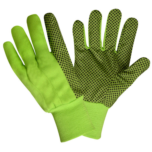 Canvas, Knit Wrist, PVC Dots, Hi-Vis Lime: #2715
