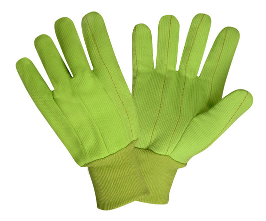 Canvas, Knit Wrist, Corded, Double Palm, Hi-Vis Lime: #2810CD