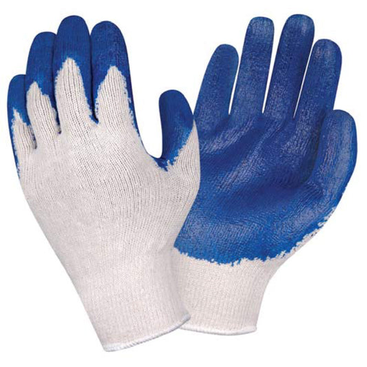 Coated Machine Knits, Economy, 10-Gauge, Natural,  Polyester/Cotton Machine Knit Shell with  Blue Latex Palm Coating #3891