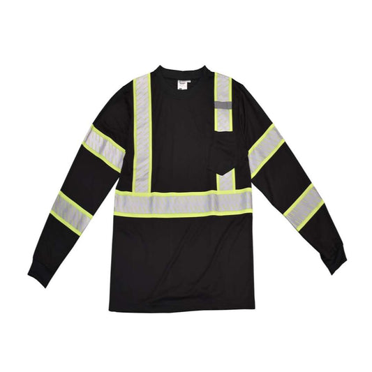 COR-BRITE®, NON-RATED, BLACK BIRDSEYE  POLYESTER SHIRT, LONG SLEEVES, CHEST POCKET,  ONE MIC TAB, #VSB161
