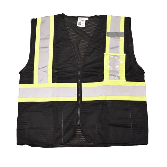 COR-BRITE®, Non-Rated, Black Mesh Vest, Zipper Closure, Two Outside Lower Pockets, One Mic Tab, ID Holder, #VZB242P